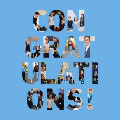 Text image showing the text Congratulation. The letters are filled with different images of Jan Dittli