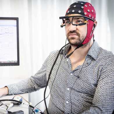 Dane Donegan with Eye Tracking Glasses and Brain Compute Interface