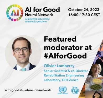 Flyer advertising for AI for Good with Olivier Lambercy