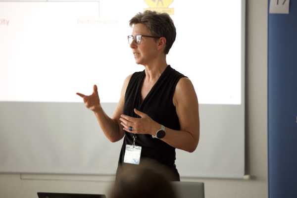 Enlarged view: Professor during presentation